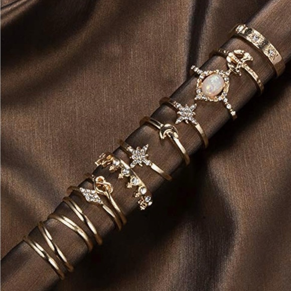 12 Piece Gold Moon Knuckle Ring Set - Picture 4 of 7